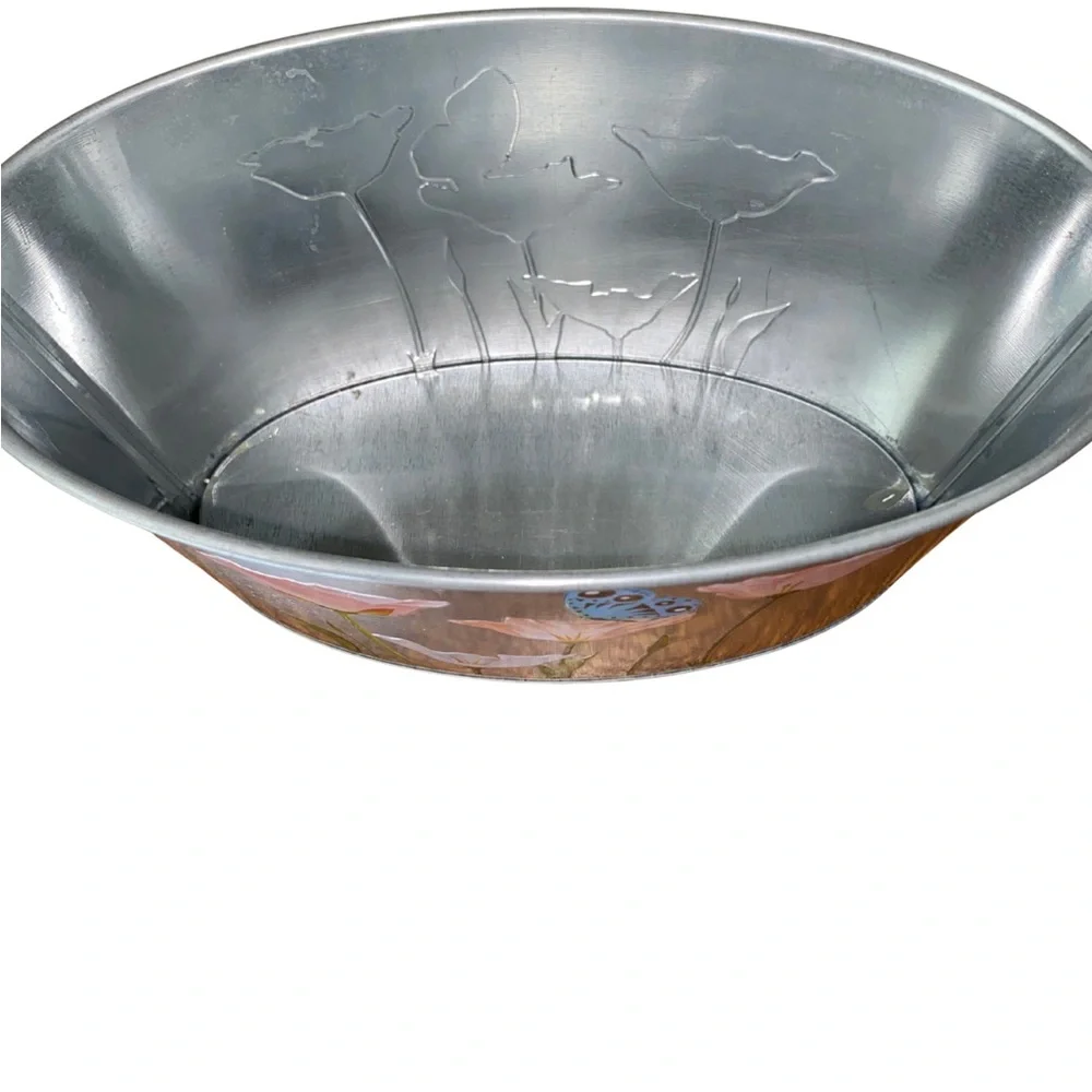 Set of 5 Floral Butterfly Metal Tins 7in Spring Garden Rustic Decor Storage‎